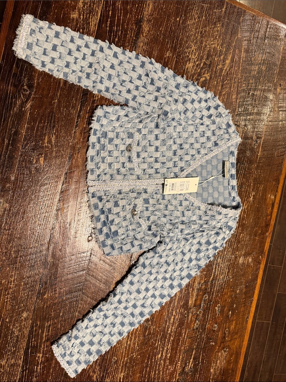 Light Blue Textured Bomber Jacket - Brand Unspecified